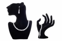 komplet SWAROVSKI el. GRANATOWY ECRU BIAŁY perły