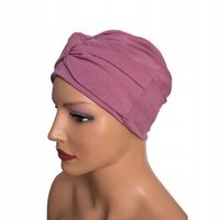 Przeplatany turban Sara wrzos 014 czapka wiosenna także po chemioterapii