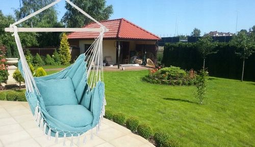 KRZESŁO BRAZYLIJSKIE FOTEL WISZĄCY BRAZYLIJSKI HUŚTAWKA HAMAK BALKON TURKUS na Arena.pl