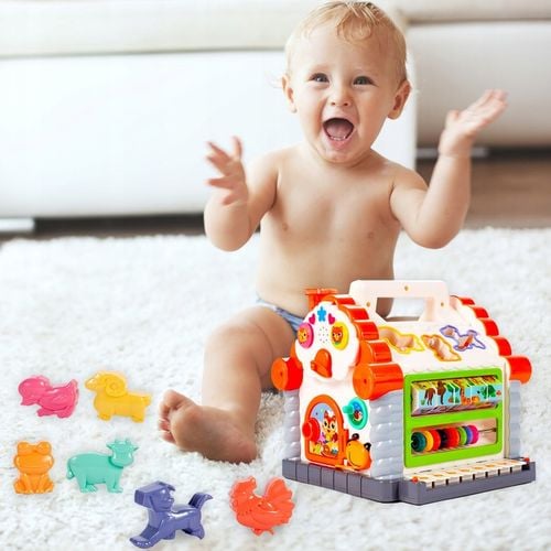 MULTIDOMEK DOMEK INTERAKTYWNY SORTER KLOCKI PIANINKO ZWIERZĄTKA DLA DZIECI na Arena.pl