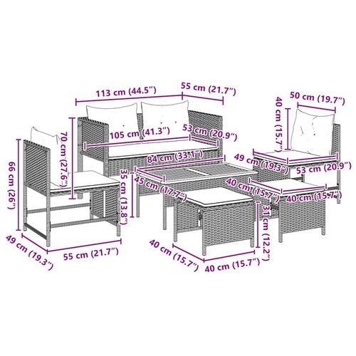 Zestaw Sof na Ogród 6 pcs Brązowy i kremowy polirattan na Arena.pl