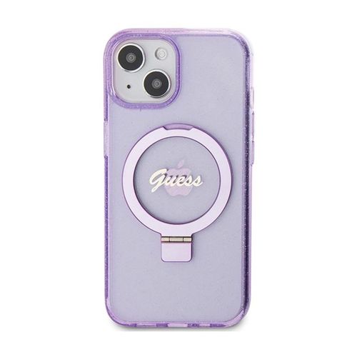 Guess Ring Stand Script Glitter MagSafe - Etui iPhone 15 (fioletowy) na Arena.pl