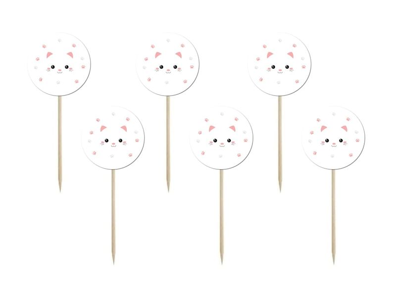 Pikery do babeczek Słodki Kotek 6 szt. zdjęcie 1