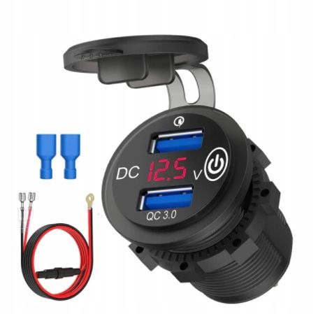 ŁADOWARKA SAMOCHODOWA 2xUSB QC3.0 WOLTOMIERZ DOTYK na Arena.pl
