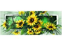 100X40CM ZEGAR SŁONECZNIKI ZIELENI OBRAZ