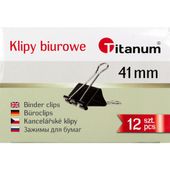Klipy biurowe klipsy klamry spinacze czarne 41 mm 12 szt. Titanum