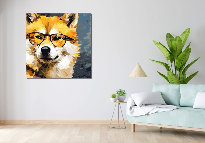 Obraz 100x100cm Intelektualny Psiak zdjęcie 2