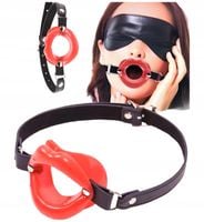 Knebel BDSM do Ust Otwarty Silikonowy Sex Gadżet Erotyczny dla Par Obroża