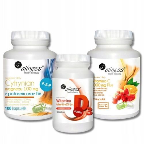 Aliness Witamina C 1000 + D3 4000 IU + Cytrynian Magnezu Potas B6 + GRATIS! na Arena.pl