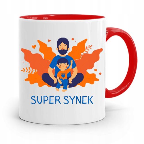 Kubek Czerwony Prezent Dla Syna Super Synek Z Nadrukiem Ze Zdjęciem na Arena.pl
