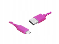 KABEL USB - microUSB, 1m, różowy.