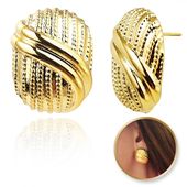 kolczyki ze stali szlachetnej platerowane 14k złotem owalne kst3384