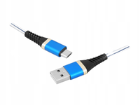 KABEL USB-A MicroUSB NIEBIESKO BIAŁY 2M MOCNY OPLOT SZYBKIE ŁADOWANIE