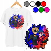 KOSZULKA DZIECIĘCA T-SHIRT Z NADRUKIEM - BIEDRONKA CZARNY KOT - XL 158-164