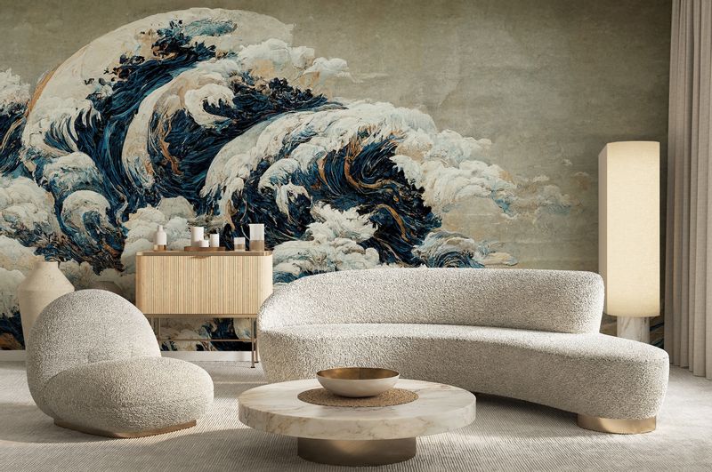 Fototapeta OCEAN Fale Japoński Styl Retro 180cm x 120cm zdjęcie 7