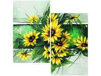 60X60CM SŁONECZNIKI ZIELENI DWU OBRAZ ŚCIAN