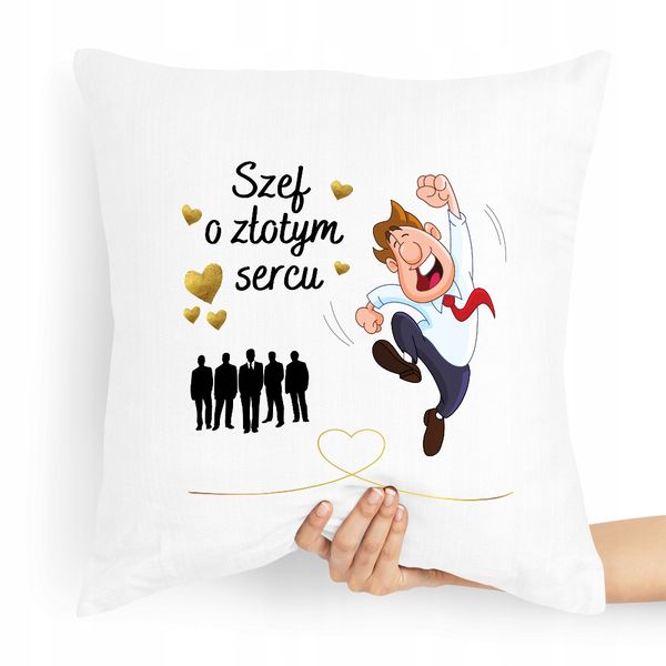 Poduszka Prezent Dla Szefa O Złotym Sercu Z Nadrukiem Ze Zdjęciem zdjęcie 1