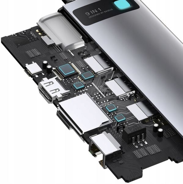 BASEUS ADAPTER HUB USB-C 3xUSB HDMI 9w1 RJ45 SD zdjęcie 8