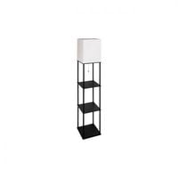 LAMPA PODŁOGOWA GANTO 2 DREWNIANA Z PÓŁKAMI CZARNA 60W
