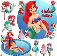 ZESTAW OPŁATEK NA TORT 20CM + TOPPERY PAPIEROWE - ARIELKA 15CM 18CM