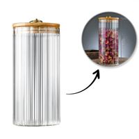 Cukiernica, pojemnik ryflowany z przykrywką bambusowa, rozm. L, 1150 ml