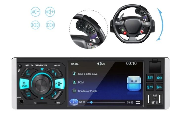 Radio Samochodowe 1DIN 4,1" BLUETOOTH USB AUX SD MIRROR LINK PILOT zdjęcie 8