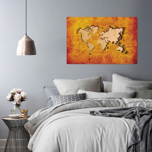 Deco Panel, Pomarańczowa mapa świata 80x60 na Arena.pl