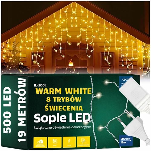 LAMPKI OŚWIETLENIE ŚWIĄTECZNE ZEWNĘTRZNE SOPLE LED ŚWIATEŁKA OGRODOWE DOM na Arena.pl