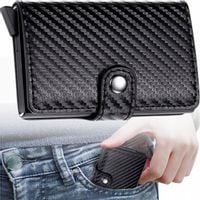 Skórzany Wizytownik Portfel Męski Etui Na Karty Antykradzieżowy Czarny