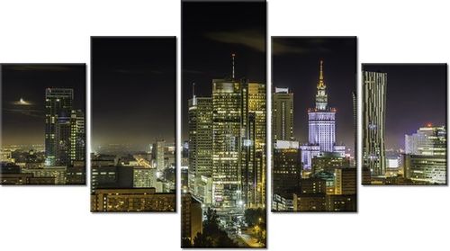 75CM 120 OBRAZ 5 ELEM WARSZAWSKIE ŚRÓDMIEŚCIE NOCĄ ŚCIENNY DRUK na Arena.pl
