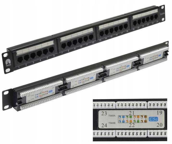 NEKU Patch panel patchpanel RACK 19'' 5e 24p UTP zdjęcie 1