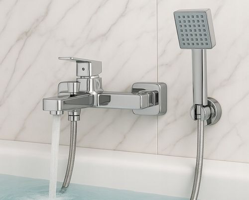 Bateria wannowa z prysznicem ścienna chrom srebrna kran do wanny YOKA na Arena.pl