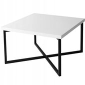 Stolik Kawowy Industrialny Ława Loft Biały Stelaż Czarny 58 x 58 x 54 CM