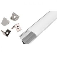 PROFIL LED KĄTOWY ALUMINIOWY WYTRZYMAŁY ANODOWANY 1M KLOSZ MLECZNY