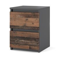 Szafka Nocna 2 Szuflady Stolik Loft Nowoczesny Szary Mat Old Style Vintage