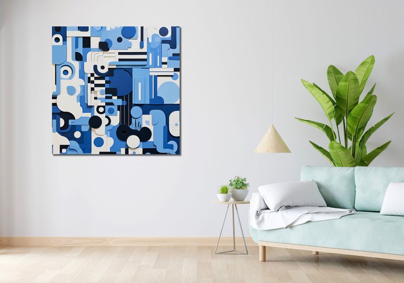 Obraz 100x100cm Niebieski Labirynt zdjęcie 2