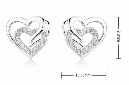 SREBRNE KOLCZYKI 925 WKRĘTKI SERCA DLA KOBIETY, KOLCZYKI SZTYFTY SREBRO 925 zdjęcie 12