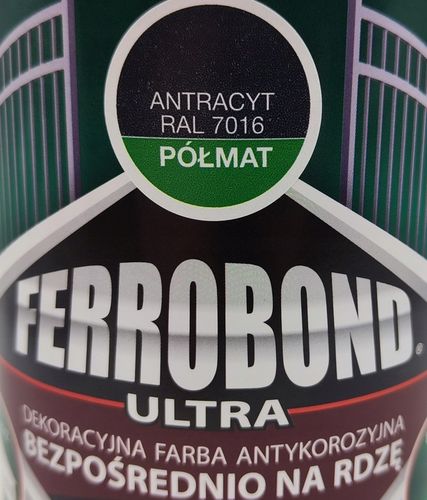 Ferrobond Ultra ANTRACYT PÓŁMAT 0,7L RAL 7016 farba antykorozyjna na rdzę na Arena.pl