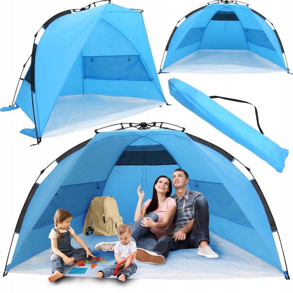 DUŻY XXL NAMIOT PLAŻOWY SAMOROZKŁADAJĄCY AUTOMATYCZNY PARAWAN ODBIJA SŁOŃCE zdjęcie 1