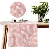 Bieżnik z nadrukiem w liście CALM 40x140 pudrowy róż AmeliaHome