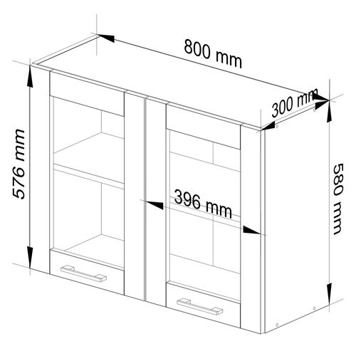 Szafka OLIWIA Witryna W80 H580 BIAŁA / DĄB ARTISAN na Arena.pl