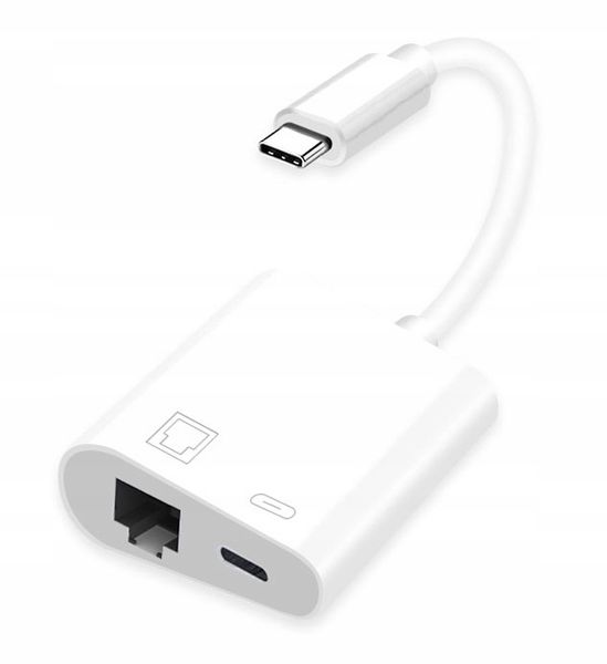 ADAPTER USB-C LAN ETHERNET PRZEJŚCIÓWKA RJ45 PD MacBook Charge ZASILANIE zdjęcie 1