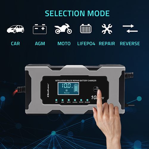 Qoltec Prostownik Ładowarka 12V 10A z Funkcją Naprawy, LCD na Arena.pl