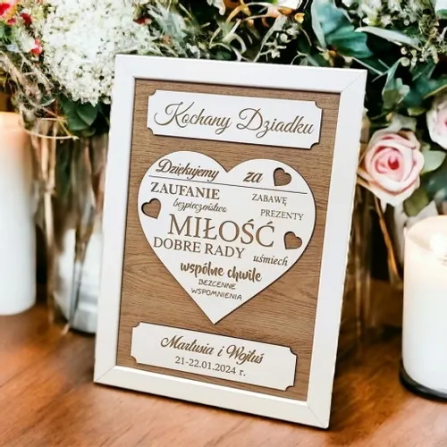 Ramka 3D PREZENT Podziękowanie dla Rodziców dla Babci i Dziadka Ślub Dzień na Arena.pl