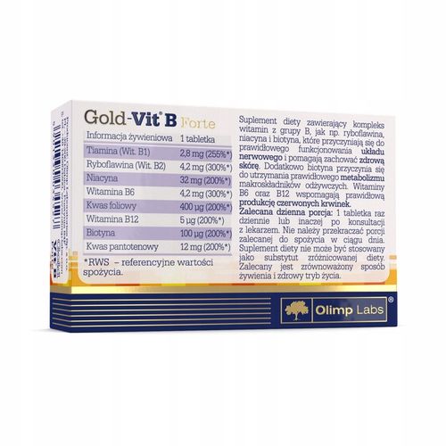 OLIMP GOLD-VIT B FORTE 3X60tabl WITAMINA B KWAS FOLIOWY BIOTYNA ZDROWIE na Arena.pl