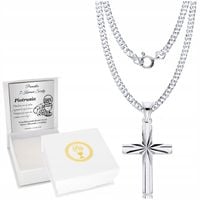Srebrny Łańcuszek 925 Krzyżyk dla chłopca Komunia Chrzest Bierzmowanie