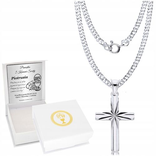 Srebrny Łańcuszek 925 Krzyżyk dla chłopca Komunia Chrzest Bierzmowanie na Arena.pl