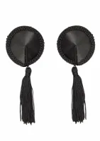satin nipple covers w tassel czarne satynowe osłonki z frędzlami