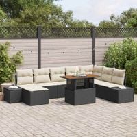 Zestaw Sof na Ogród z przechowywaniem 9 pcs Czarny Polirattan