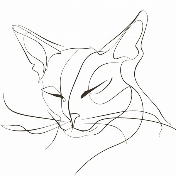 Plakat 100x100cm Linijny Kot zdjęcie 1